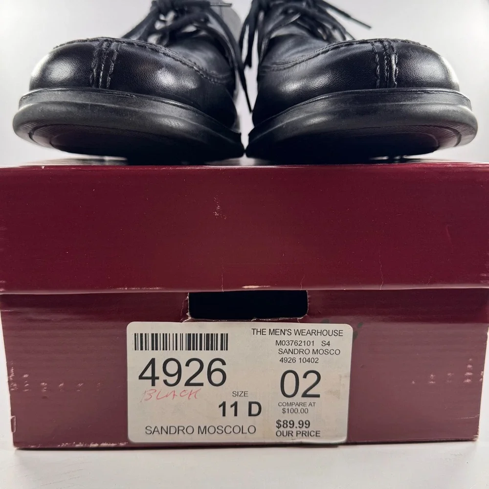 Sandro Moscolo Mens Black Leather Anatomic Gel Apron Toe Derby Shoes 11 D
